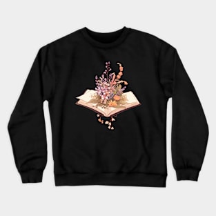 Flowers Of Life And Books Flowers Growing From Book Crewneck Sweatshirt